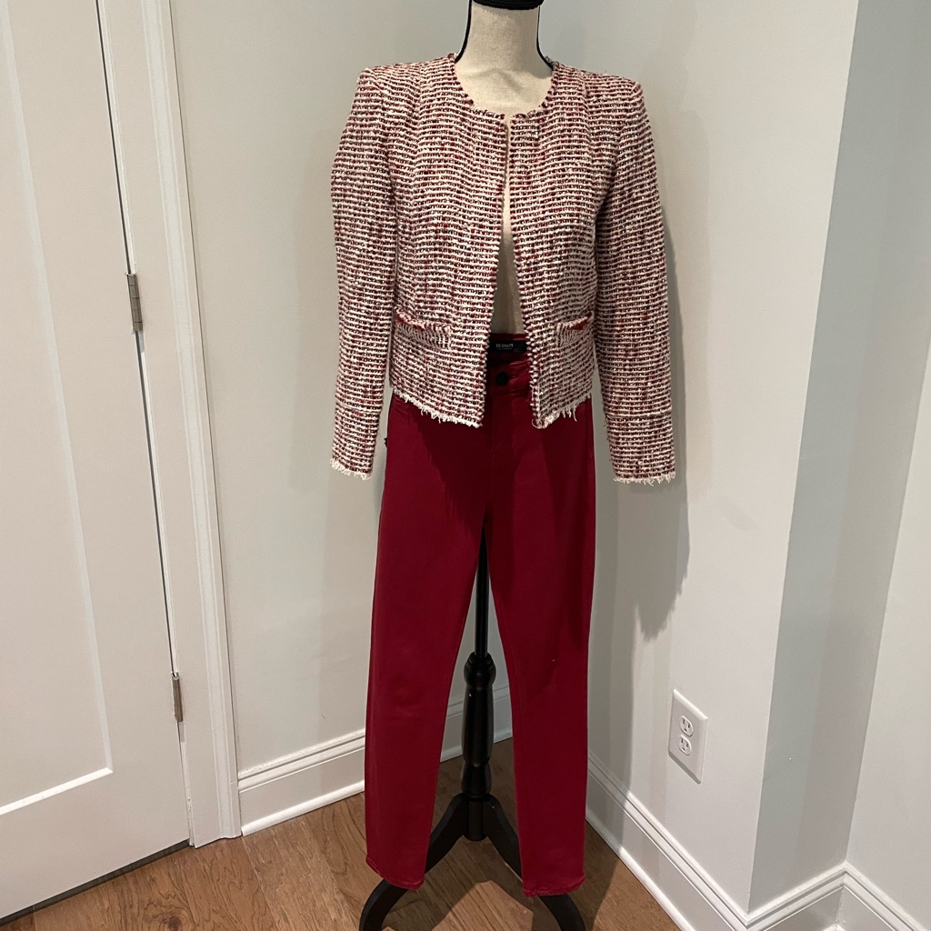 Iro Tweed Jacket And Hudson Red Denim Jeans